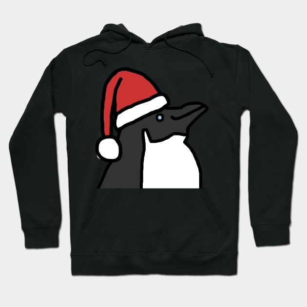 Portrait of a Christmas Penguin in Santa Hat Hoodie by ellenhenryart